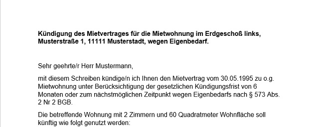 Eigenbedarfskündigung